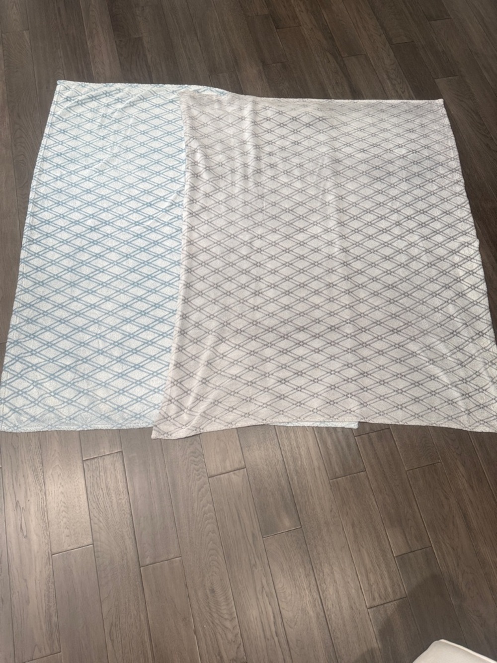 Bundle of Light Blue & gray Geometric plush  Throw Blankets 57.5x46